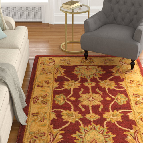 Charlton Home Cranmore Oriental Handmade Tufted Wool Red/Gold Area Rug